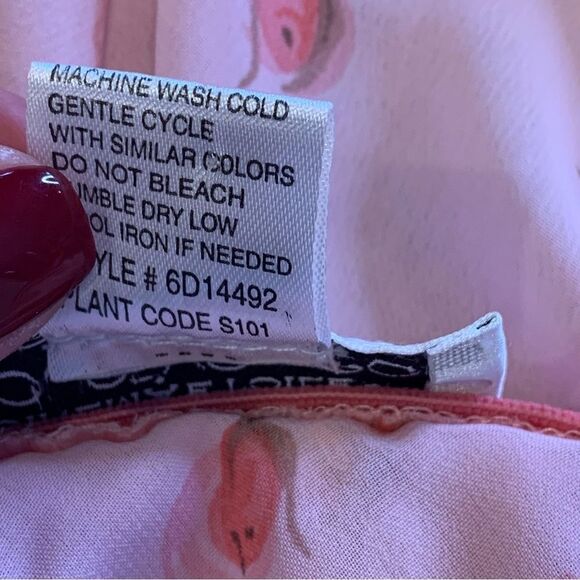 90s Cinema Etoile Pink Rose Print Ruffled Trim Babydoll Size XL - Picture 7 of 9